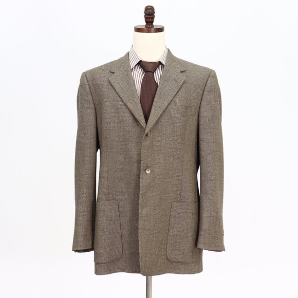 Hart Schaffner Marx 44L Brown Solid 3-Button Sport Coat Blazer Jacket V8… - Picture 1 of 11